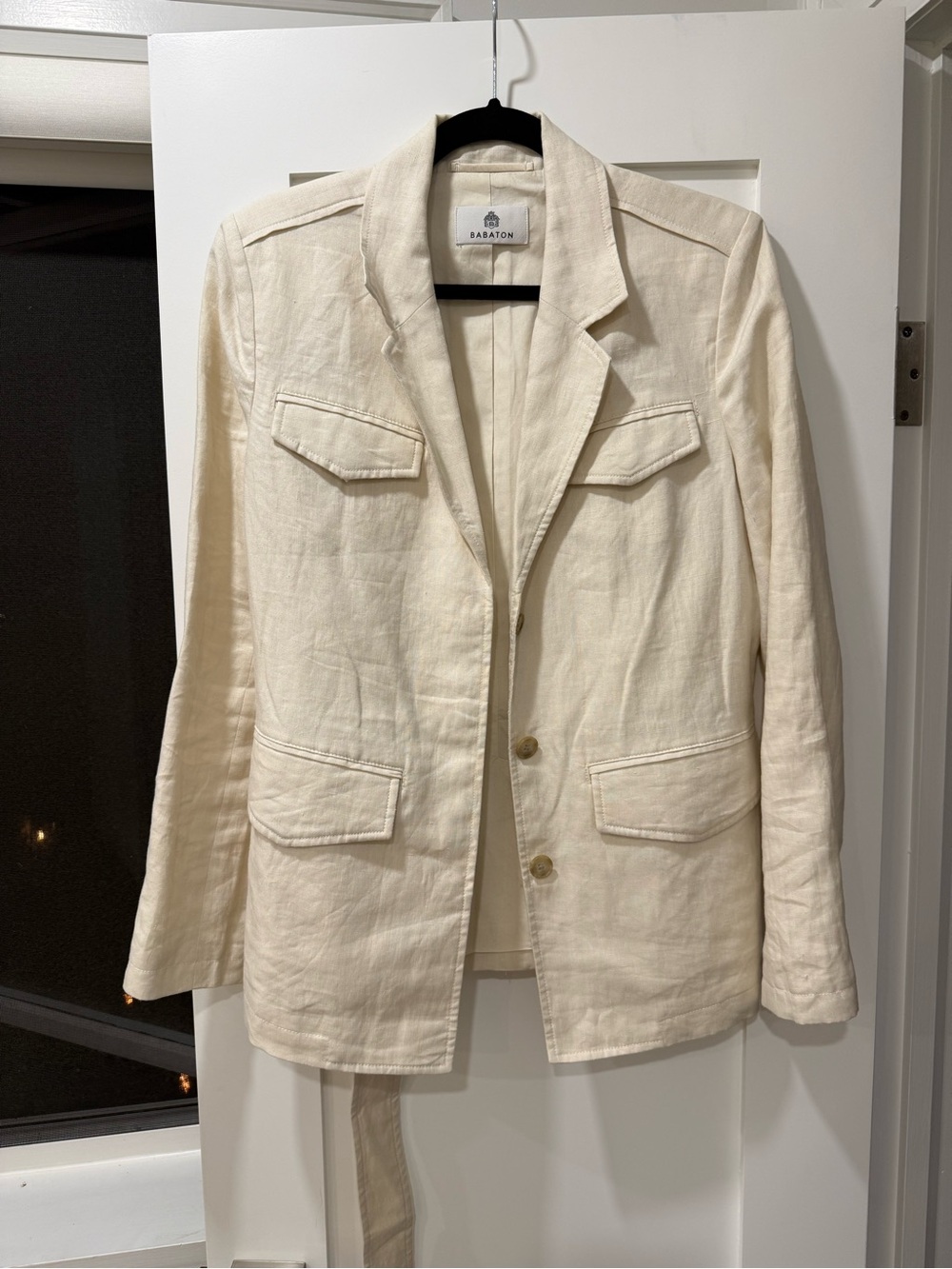 Babaton Ivory Linen Blazer Jacket